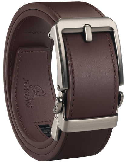 HOTJUKMO 1.5" (38mm) Leather Ratchet Belt for Men in Gift Box | Automatic Slide Buckle, Adjustable Trim to Fit