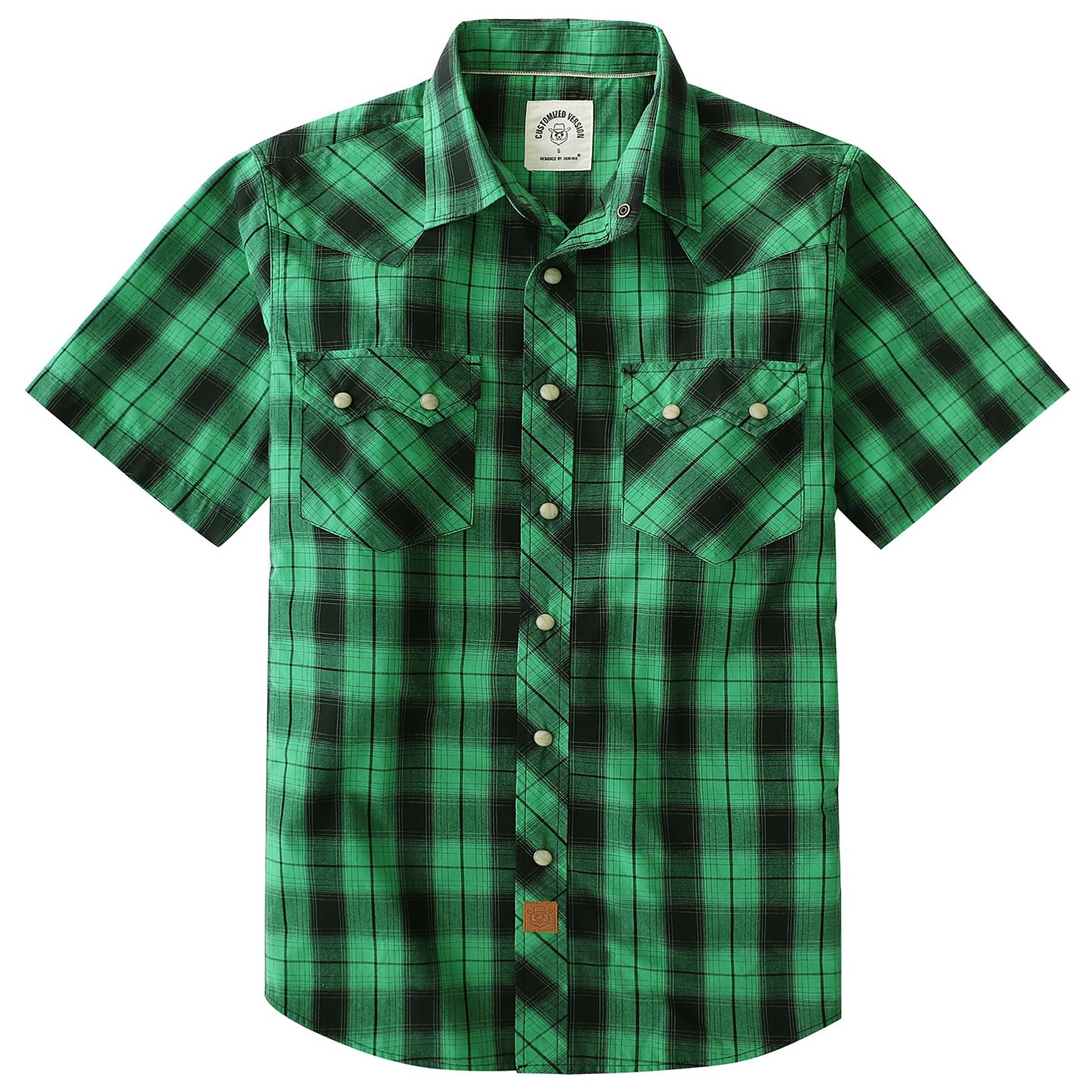 HOTDubinik® Pearl Snap Western Shirts for Men Short Sleeve Cowboy Men's Casual Shirt with 2 Sawtooth Pocket Vintage
