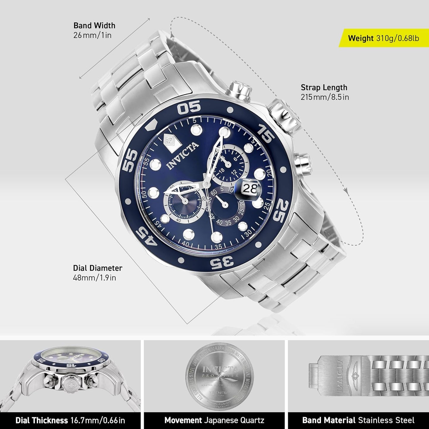 HOTInvicta Men's Pro Diver Collection Chronograph Watch