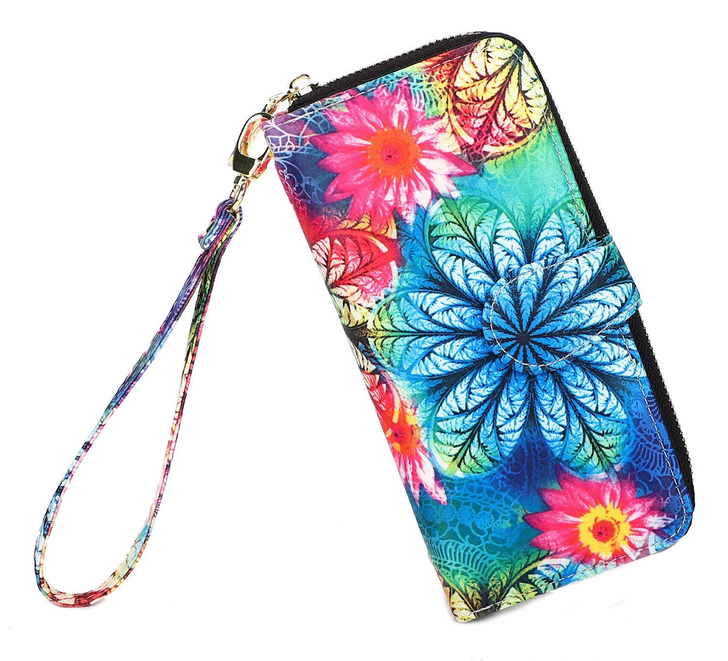 HOTWomen Wallet Card RFID For Womens Holder Blocking Credit Small Zipper Purse Pocket Bifold Slim Coin ID Ladies Wristlet Clutch Large Capacity Window Case Travel Zip Women's