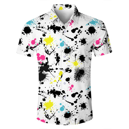HOTFanient Mens Hawaiian Shirt Summer 3D Print Casual Short Sleeve Button Down Graphic Aloha Dress Shirts