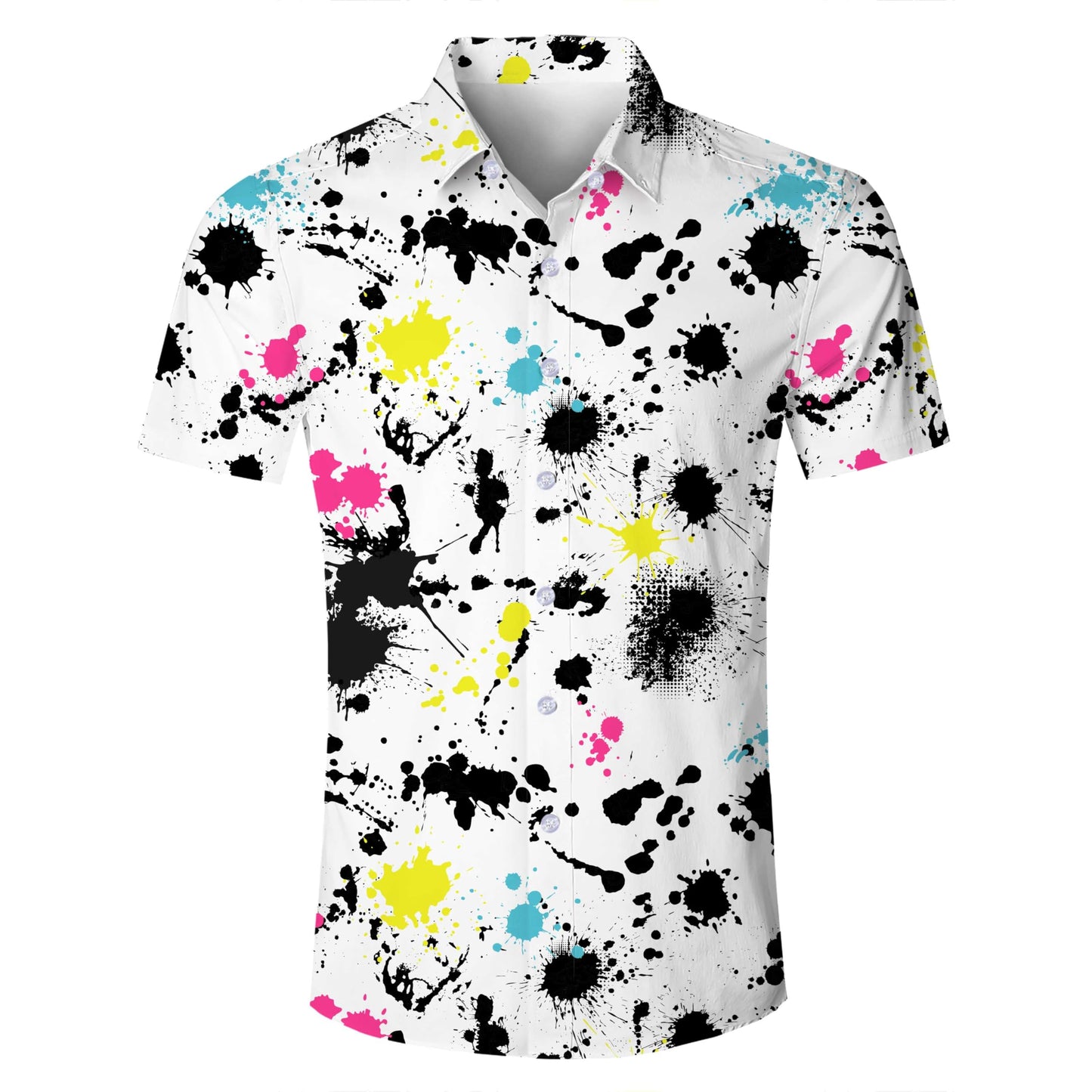 HOTFanient Mens Hawaiian Shirt Summer 3D Print Casual Short Sleeve Button Down Graphic Aloha Dress Shirts