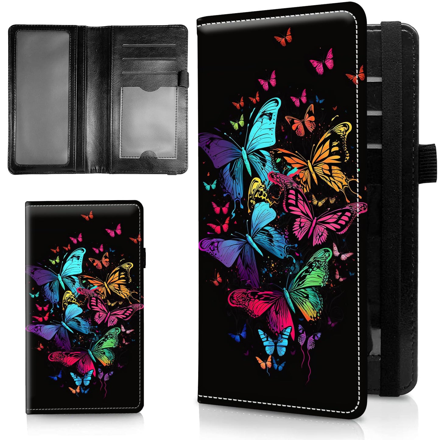 HOTLeather Checkbook Covers for Personal Checkbook Check book Holder Cover Wallets for Women Men,RFID-Blocking Slim Checkbook Cover for Duplicate Checks with Elastic Strap,Colorful Turtle