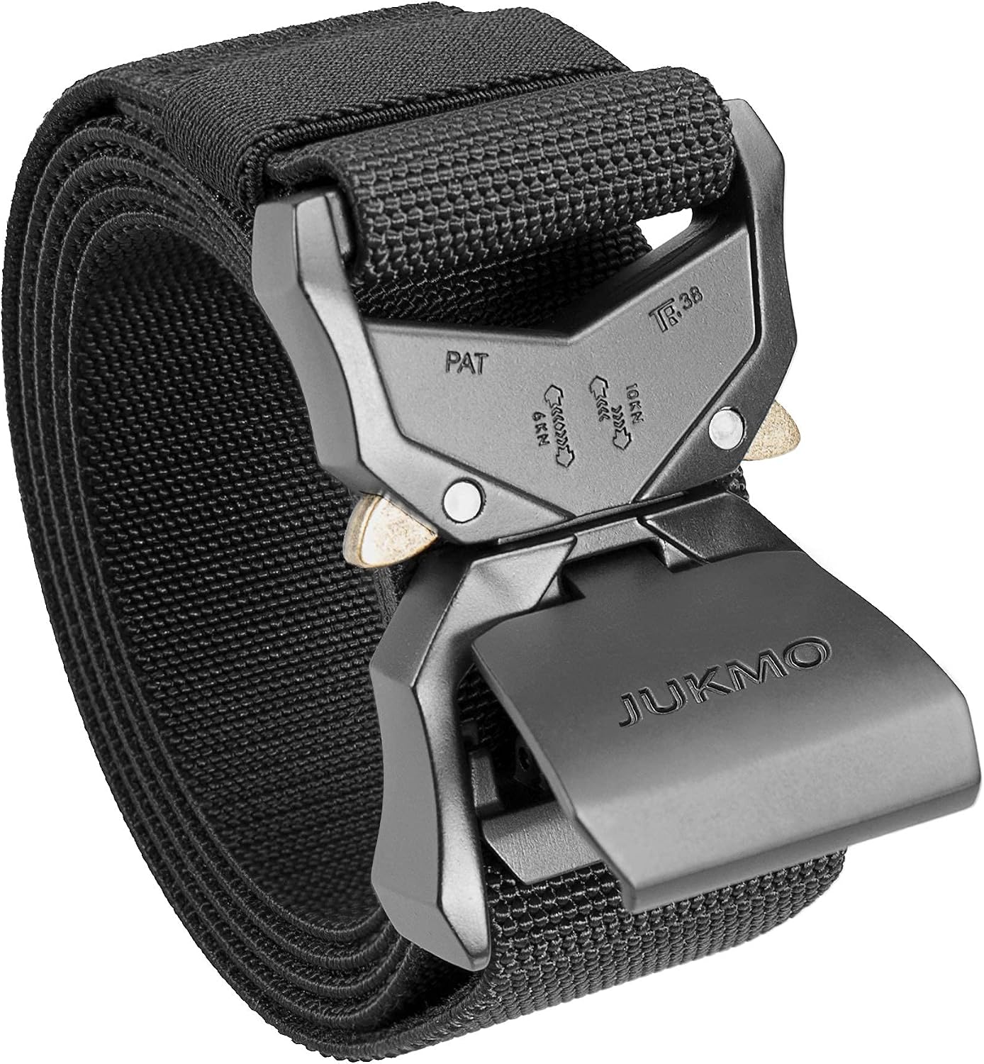 HOTJUKMO Tactical Belt, Military Hiking Rigger 1.5" Nylon Web Work Belt | Heavy Duty Quick Release Aluminum Alloy Buckle & Stretch Belt Strap