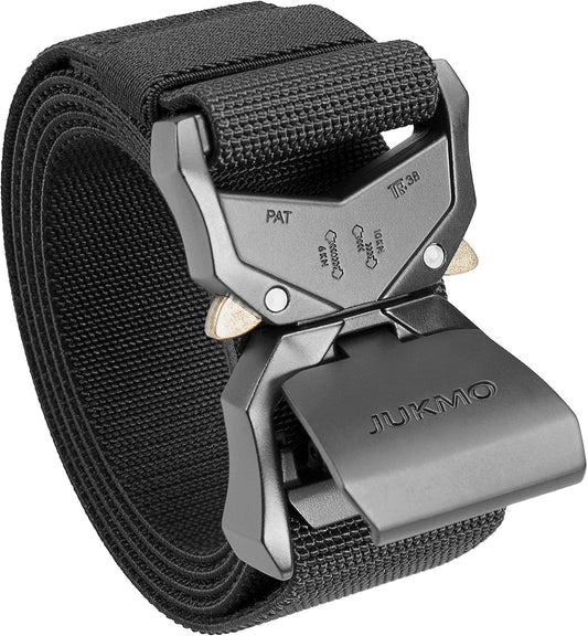 HOTJUKMO Tactical Belt, Military Hiking Rigger 1.5" Nylon Web Work Belt | Heavy Duty Quick Release Aluminum Alloy Buckle & Stretch Belt Strap