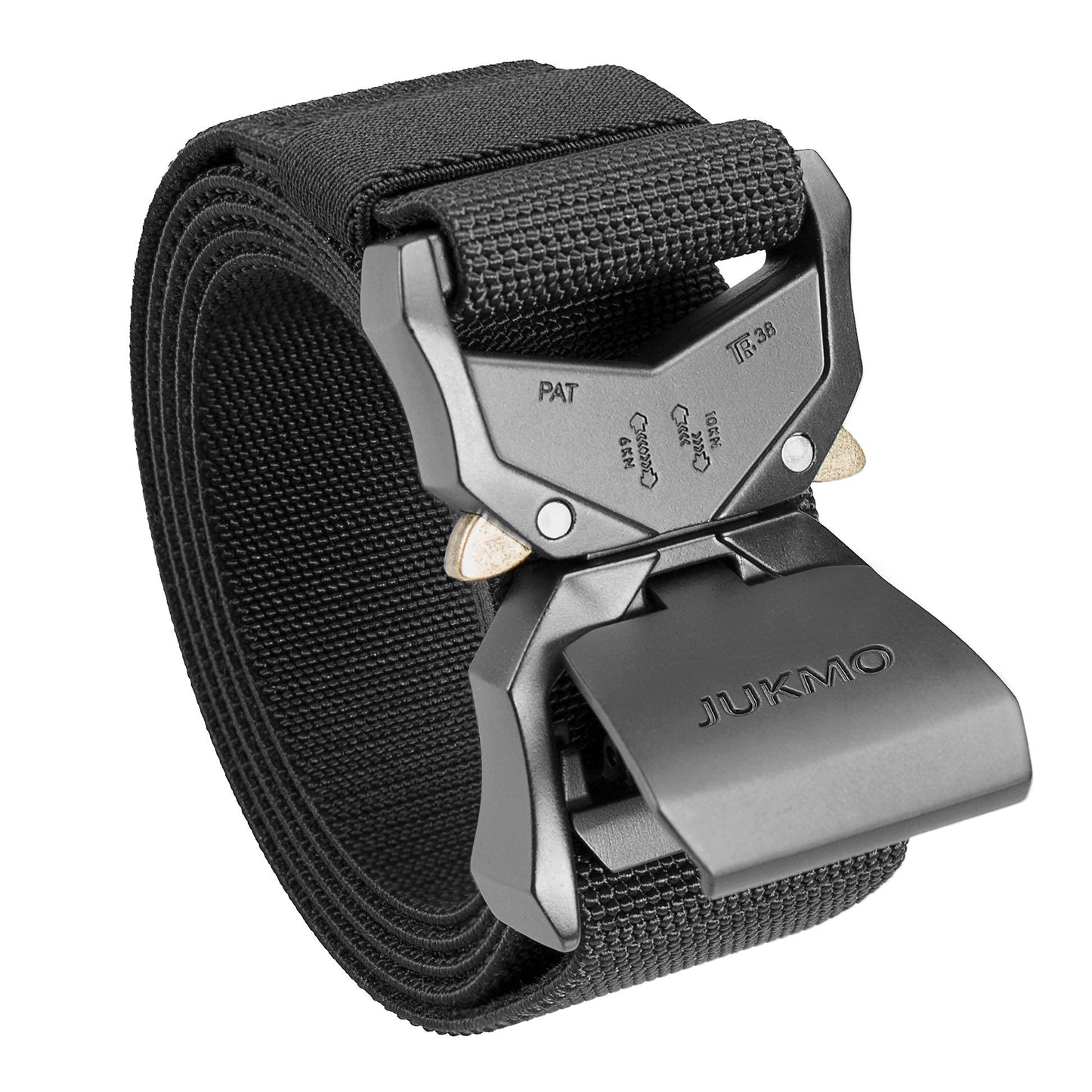 HOTJUKMO Tactical Belt, Military Hiking Rigger 1.5" Nylon Web Work Belt | Heavy Duty Quick Release Aluminum Alloy Buckle & Stretch Belt Strap