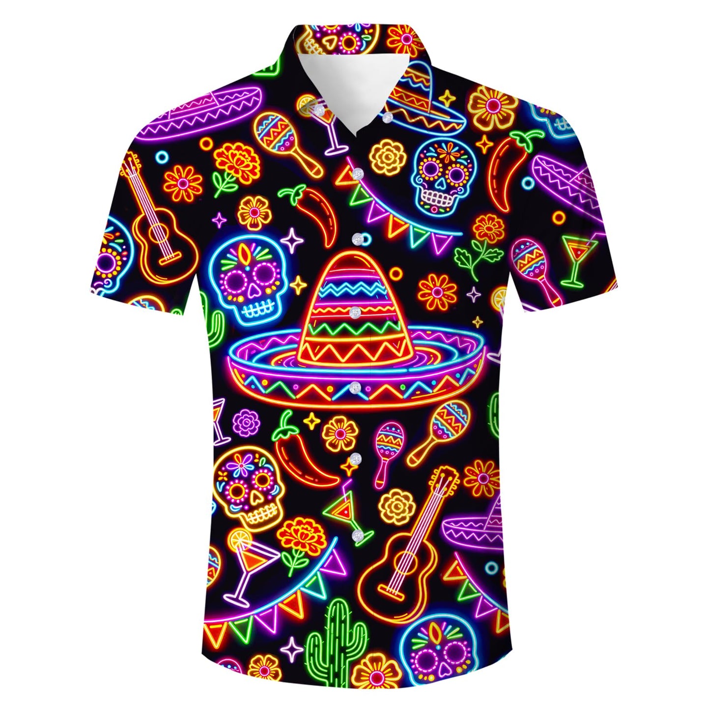 HOTFanient Mens Hawaiian Shirt Summer 3D Print Casual Short Sleeve Button Down Graphic Aloha Dress Shirts