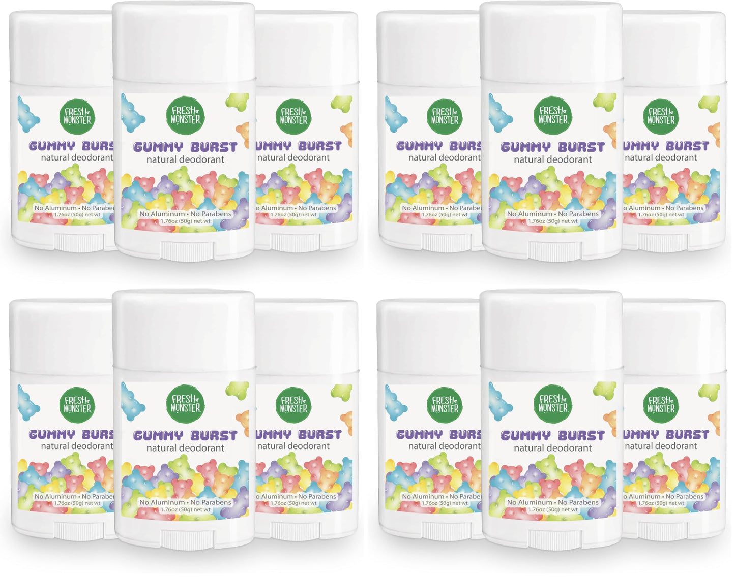 HOTFresh Monster Natural Deodorant for Kids & Teens I Mom's Choice Gold Award Winner | Aluminum-Free, Paraben-Free, Hypoallergenic I 24-Hour Protection I Beach Gummy Burst Scent I 1.76 oz