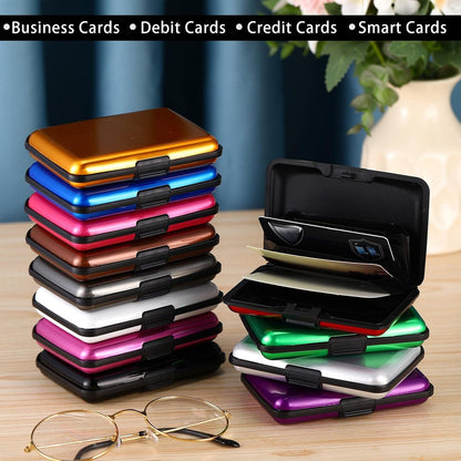 HOTTaoBary 12 Pcs RFID Blocking Credit Cards Holder Mini Slim Aluminum Wallet Metal Business Card Case Credit wallet Protector ID Hard Case for Women Men, Multicolor