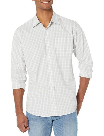 HOTAmazon Essentials Men's Regular-Fit Long-Sleeve Casual Poplin Shirt, Button Front, Business Casual, Collared