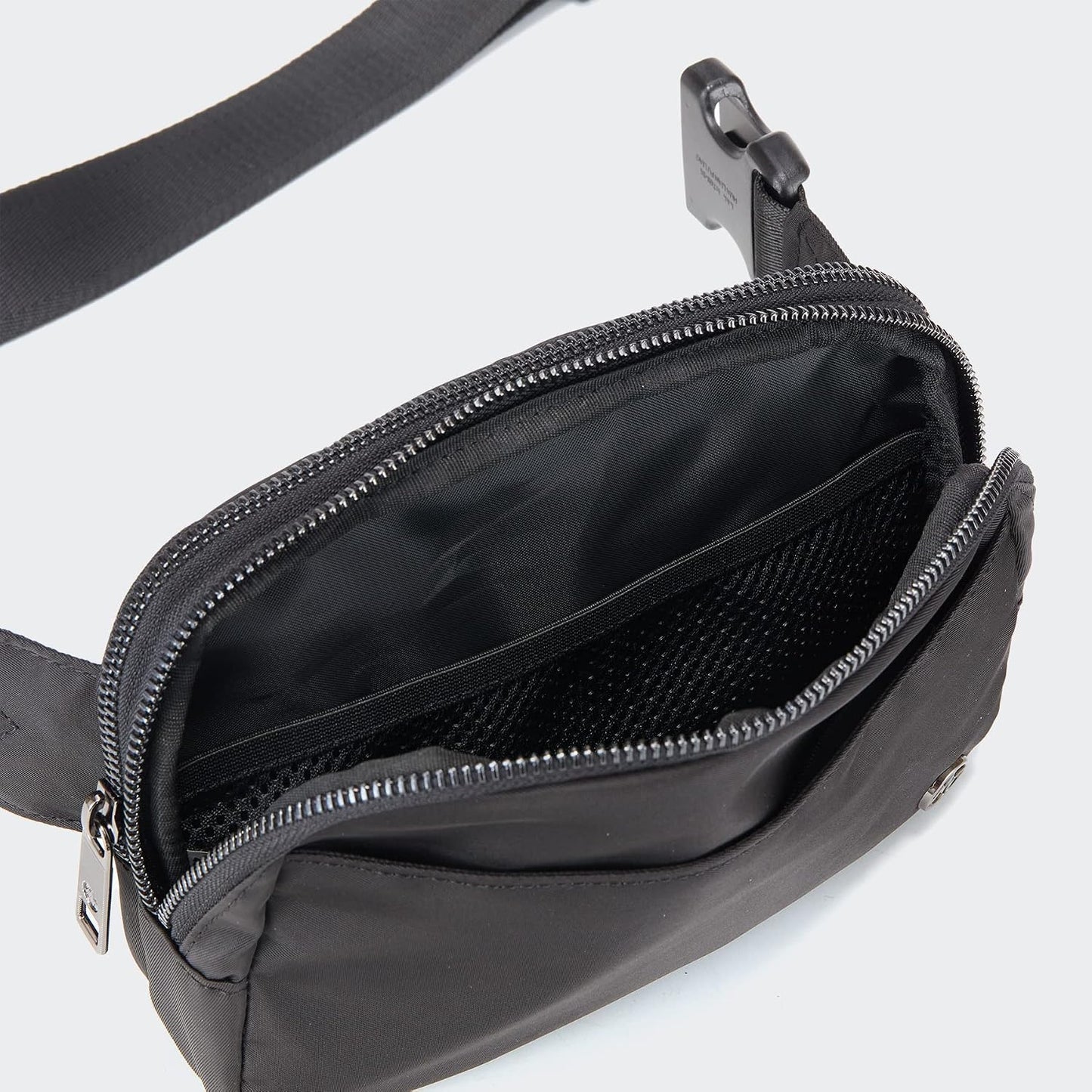 HOTPander Everywhere Belt Bag for Women, 5 Zipper Pockets Nylon Crossbody Fanny Pack Purse (Black)