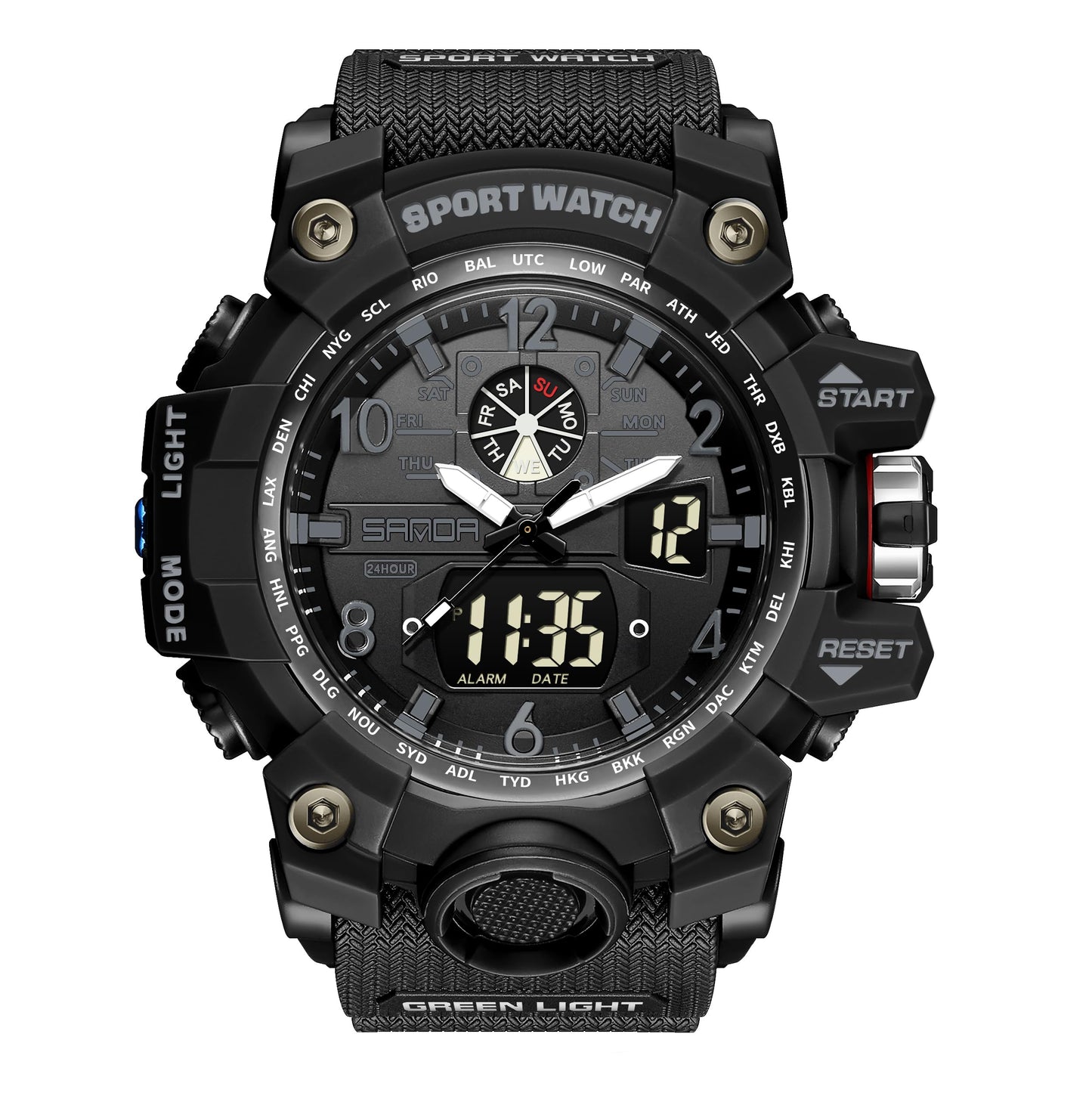 HOTKXAITO Men's Watches Sports Outdoor Waterproof Military Wrist Watch Date Multi Function Tactics LED Alarm Stopwatch