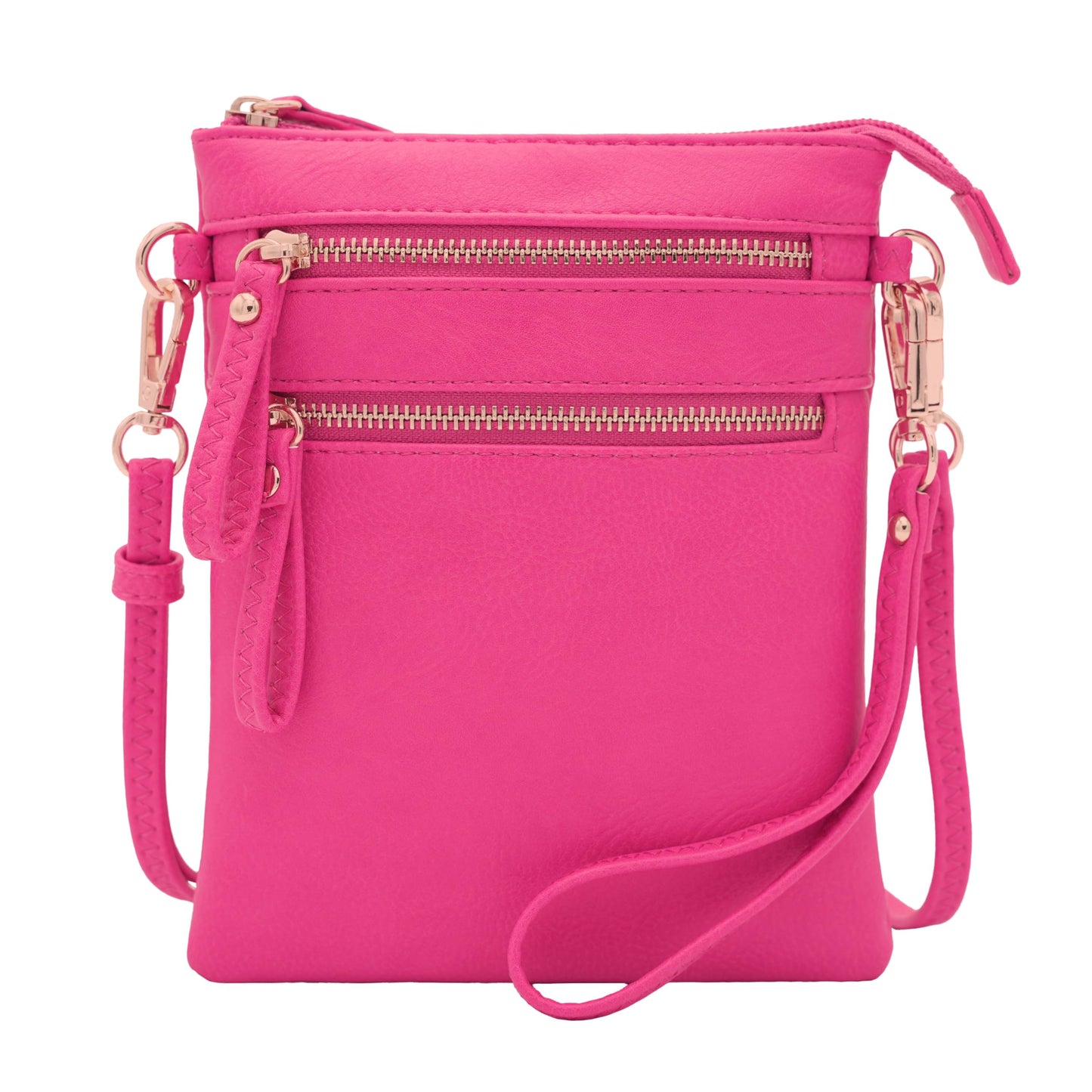 HOTSolene Small Crossbody Bag for Women, Multi Zip Pockets with Detachable Wristlet, Lightweight Travel Purse, Cell Phone Pouch