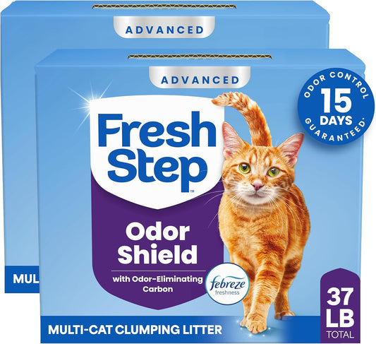 HOTFresh Step Advanced Odor Shield Light Weight Multi Cat Clumping Litter with Febreze Freshness, Ammonia Block Technology, 18.5 lb. Box, Pack of 2