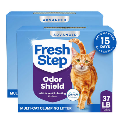 HOTFresh Step Advanced Odor Shield Light Weight Multi Cat Clumping Litter with Febreze Freshness, Ammonia Block Technology, 18.5 lb. Box, Pack of 2