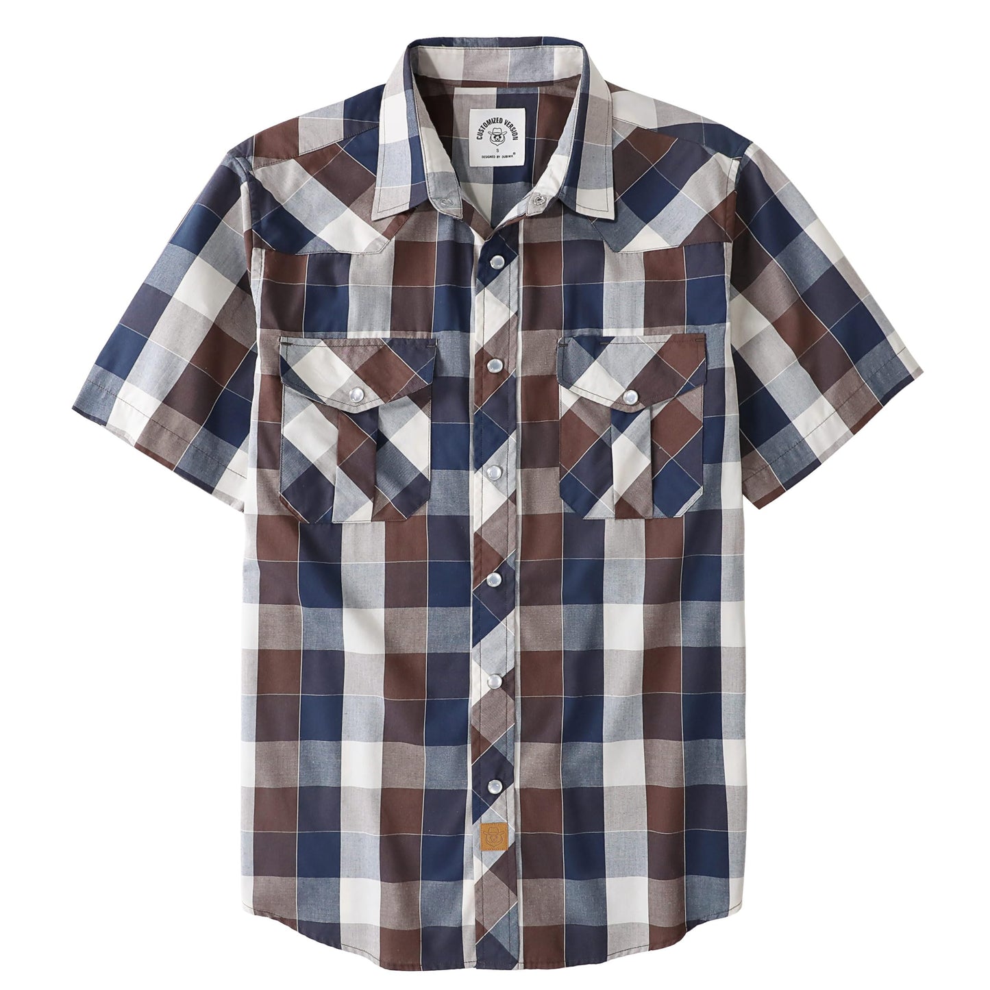 HOTDubinik® Western Shirts for Men Short Sleeve Plaid Pearl Snap Shirts for Men Button Up Shirt Cowboy Casual Work Shirt