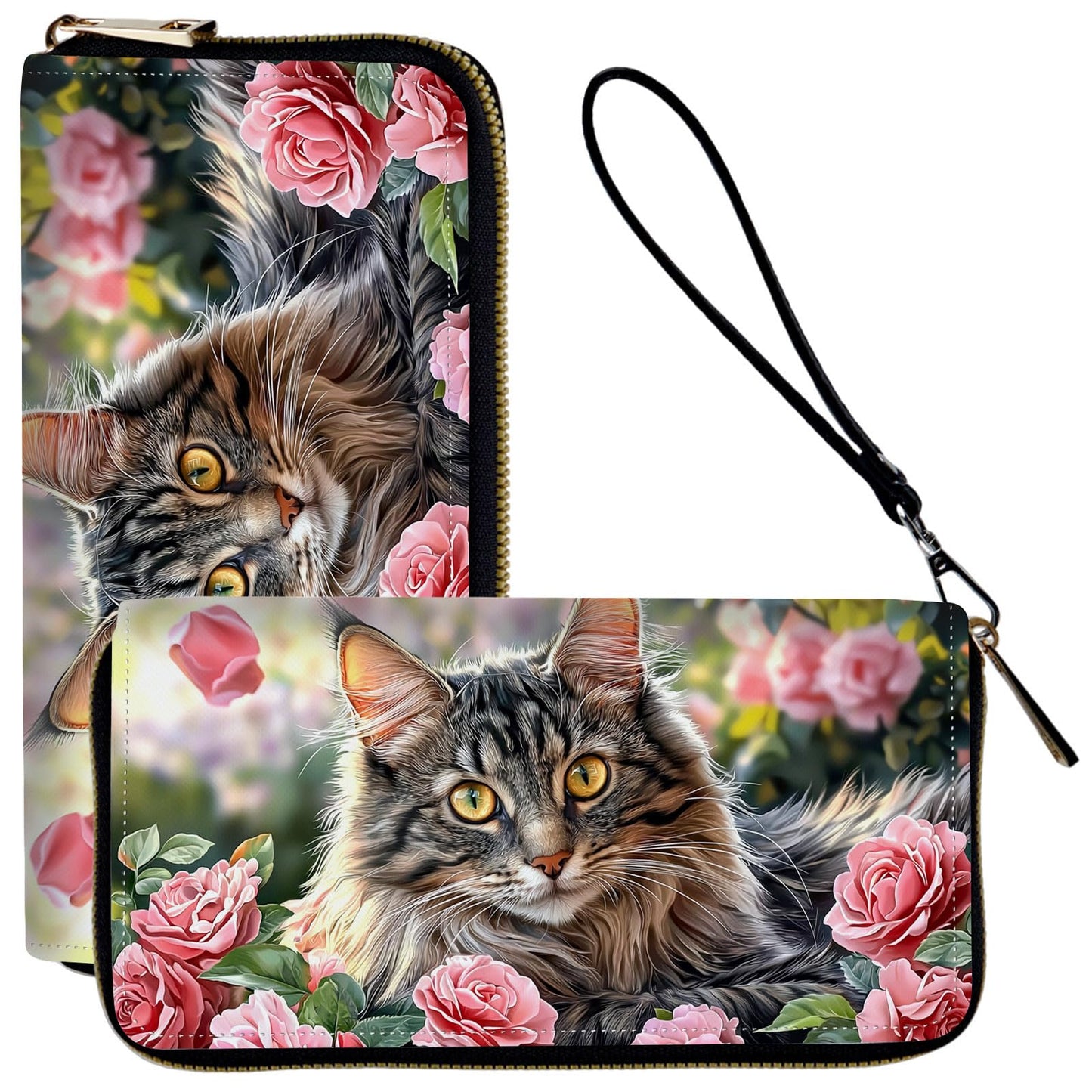 HOTLadies Wallet,Clutch Purses for Women Wallets Leather Credit Card Holder for Women Wristlet Slim Small Cute with Zipper,Thin RFID Blocking with Wrist Strap,Glitter Dragonfly Moon