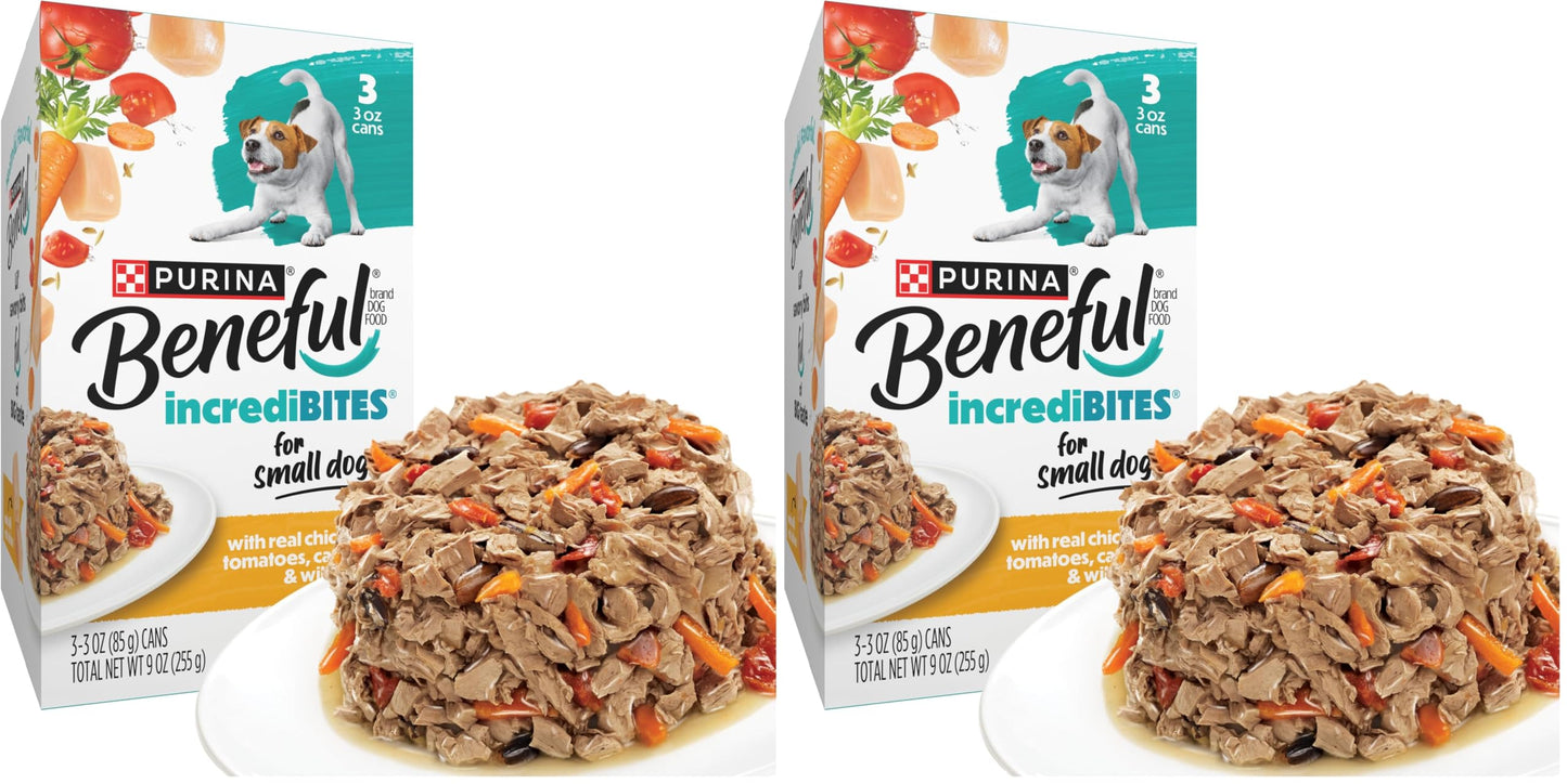 HOTBeneful Purina Small Breed Wet Dog Food Variety Pack, IncrediBites With Real Beef, Chicken and Salmon - (Pack of 30) 3 Oz. Cans