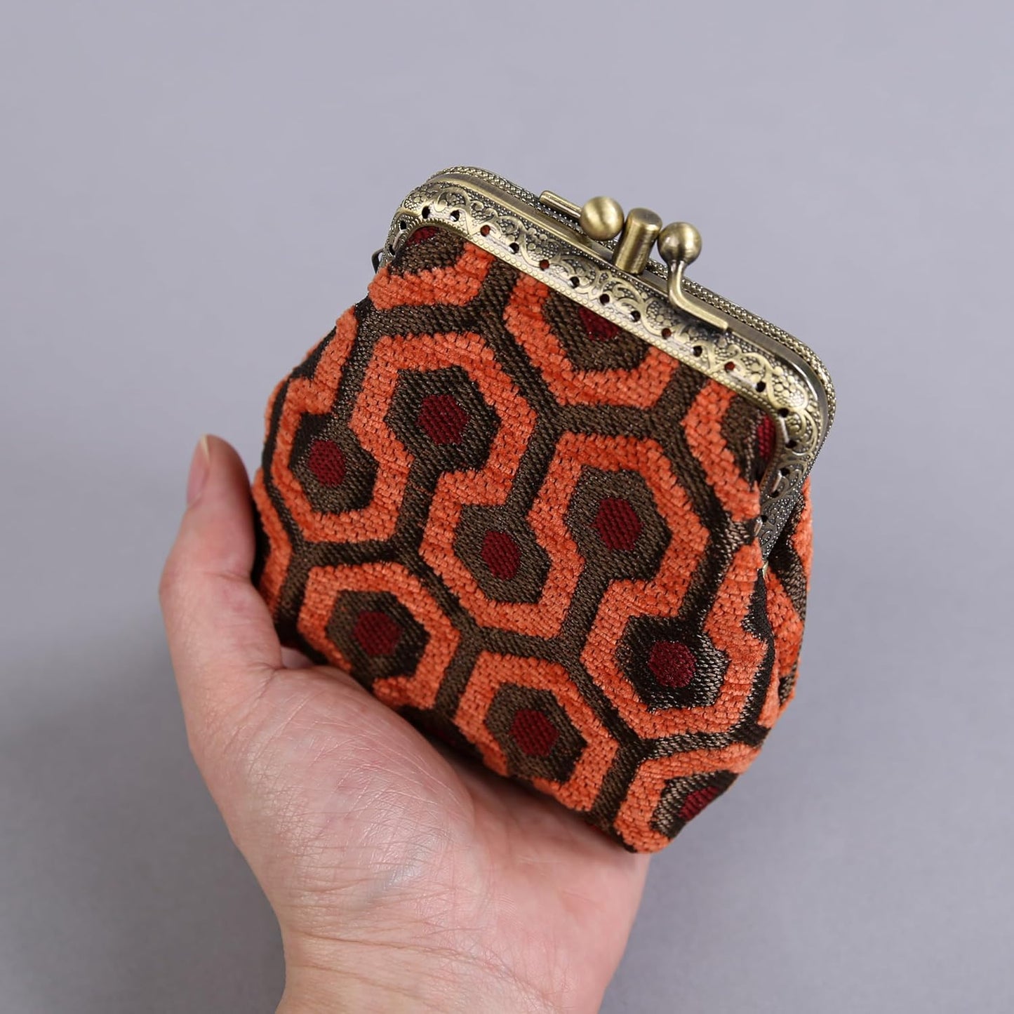 HOTCarpet Bag Double Kiss Clasp Coin Purse Pouch,Vintage Change Wallet Card Holder