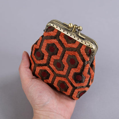 HOTCarpet Bag Double Kiss Clasp Coin Purse Pouch,Vintage Change Wallet Card Holder