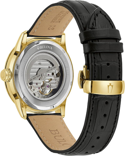 HOTBulova Men's Classic Sutton 4-Hand Automatic Watch, 24-Hour Sub Dial, Open Aperture, Self-Winding, Exhibition Caseback, Double Curved Mineral Crystal, Luminous Hands, 42mm