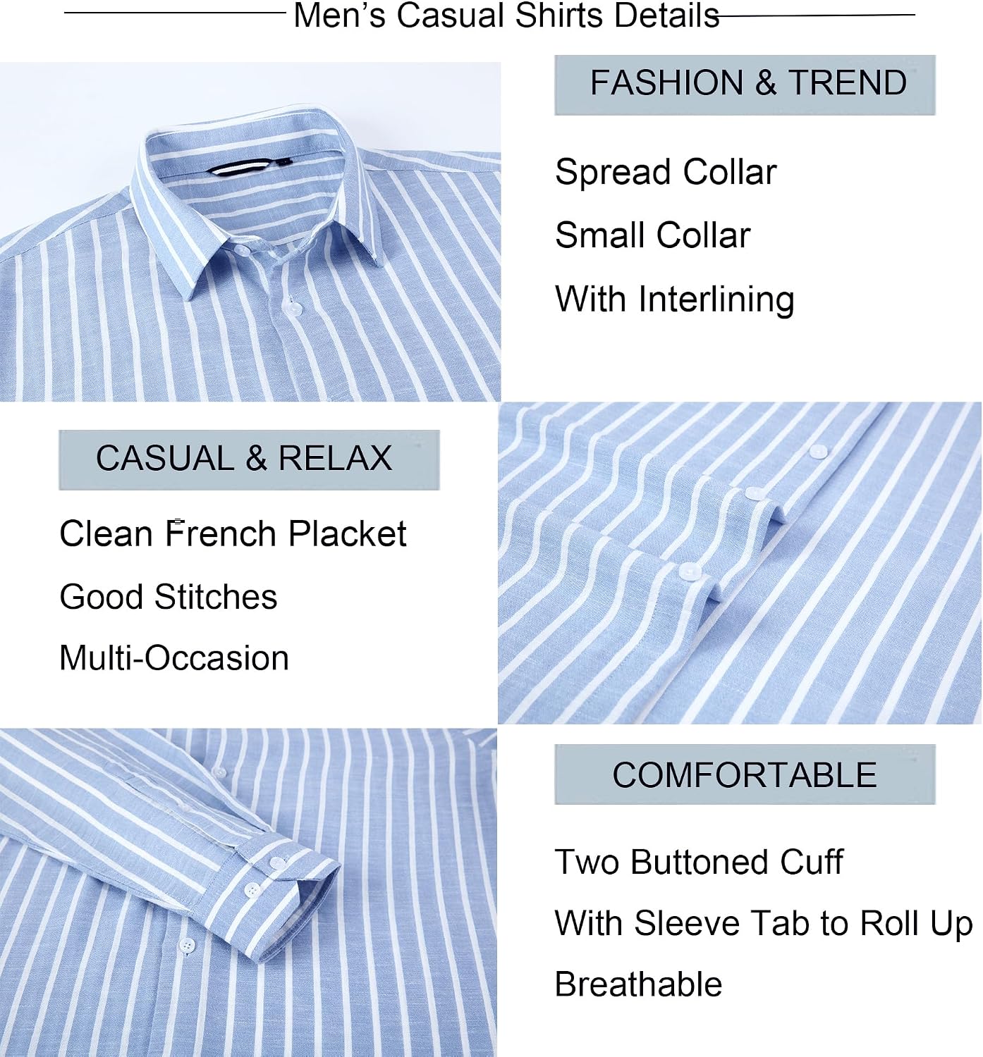 HOTAlex Vando Mens Linen Shirts Long Sleeve Button Down Striped Beach Shirt | Breathable Skin-Friendly Anti-Shrink Fabric, Classic Stripes For Casual Style, All-Day Comfort, Easy Care