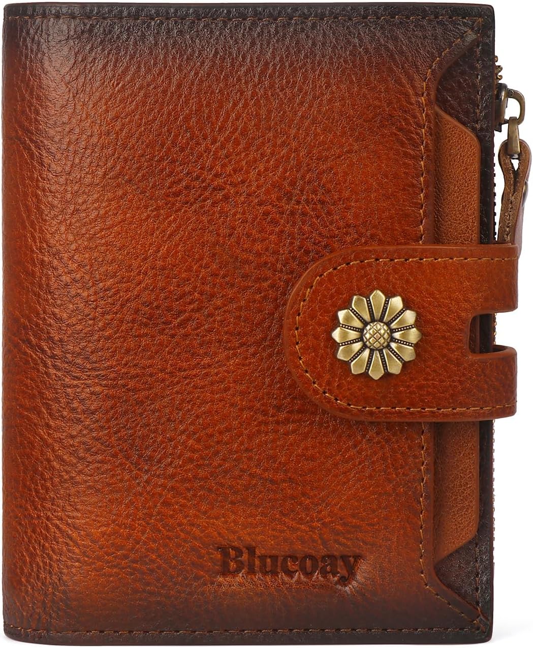 HOTWallet Women,RFID Blocking Leather Womens Wallet Bifold Compact Card Holder Small Wallet for Women with Removable ID Window Brown