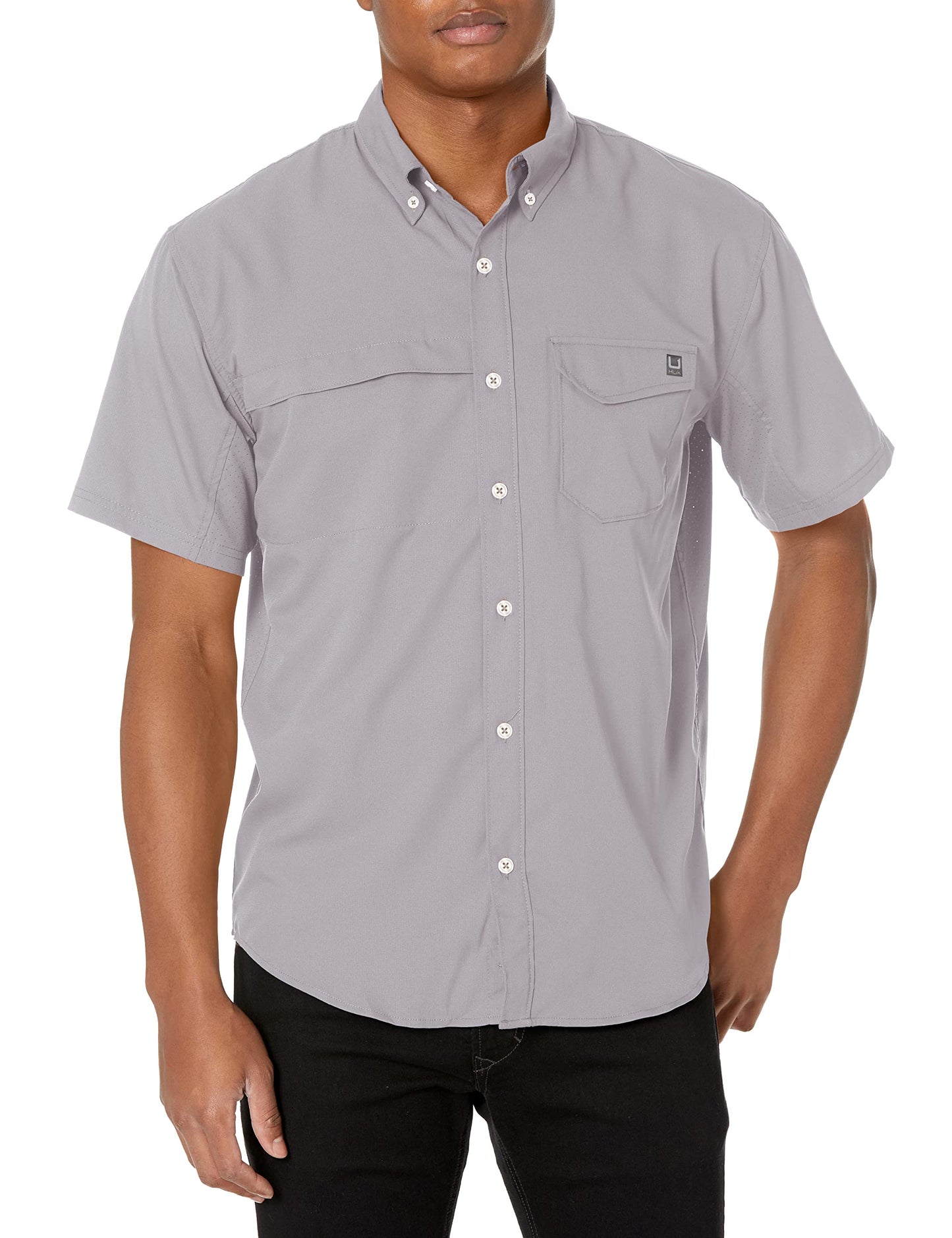 HOTHUK Men's Tide Point Kc Scott Original Artwork Short Sleeve Shirt, Fishing Button Down