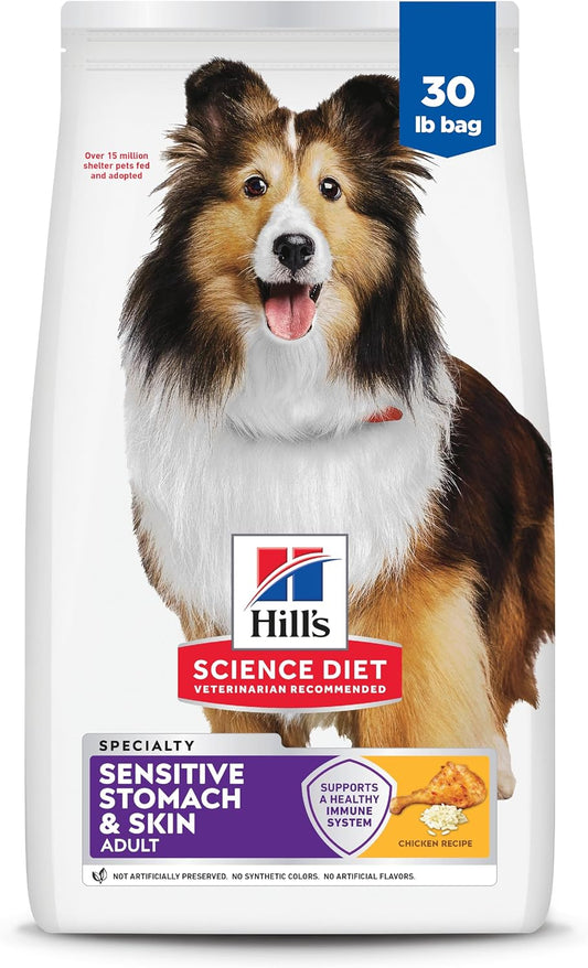 HOTHill's Science Diet Sensitive Stomach & Skin Dry Dog Food | #1 Veterinarian Recommended, Adult Formula, Chicken Recipe, 30 lb. Bag