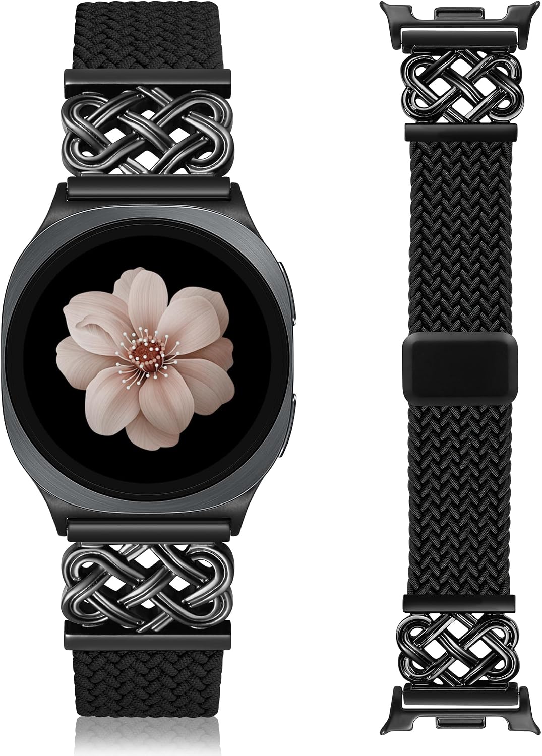 HOTBraided Magnetic Band Compatible with Samsung Galaxy Watch 8 40mm 44mm/8 Classic 46mm Women Men, Celtic Metal Stretchy Elastic Dressy Nylon Bracelet Strap, No for Galaxy Ultra/7/6/5/4/3/2/1