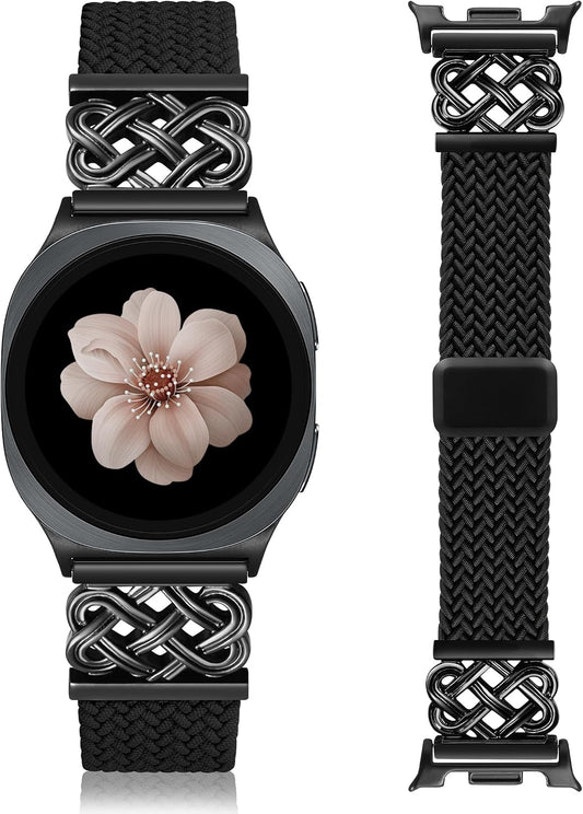 HOTBraided Magnetic Band Compatible with Samsung Galaxy Watch 8 40mm 44mm/8 Classic 46mm Women Men, Celtic Metal Stretchy Elastic Dressy Nylon Bracelet Strap, No for Galaxy Ultra/7/6/5/4/3/2/1