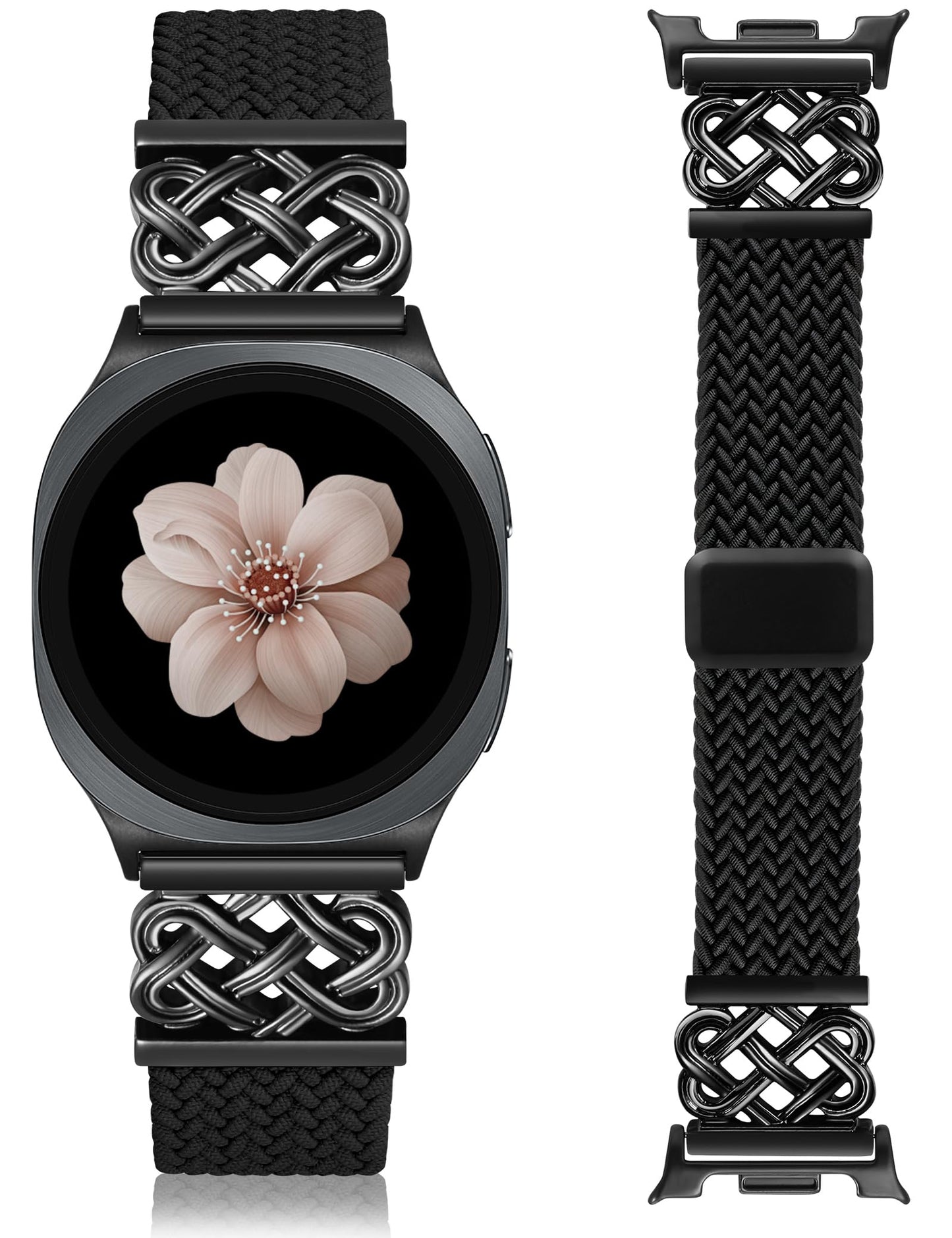 HOTBraided Magnetic Band Compatible with Samsung Galaxy Watch 8 40mm 44mm/8 Classic 46mm Women Men, Celtic Metal Stretchy Elastic Dressy Nylon Bracelet Strap, No for Galaxy Ultra/7/6/5/4/3/2/1