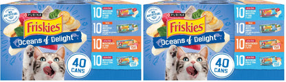 HOTPurina Friskies Wet Cat Food Variety Pack, Oceans of Delight Flaked and Prime Filets - (Pack of 40) 5.5 oz. Cans