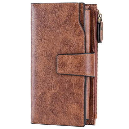 HOTSENDEFN Women Leather Wallets RFID Blocking Clutch Card Holder Ladies Purse with Zipper Pocket