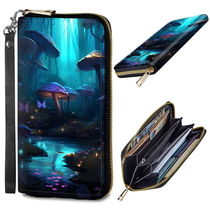 HOTWomens Wallet, PU Leather RFID Cute Wristlet Wallets for Girls Women Ladies Purse Large Credit Card Clutch Purse Card Holder Coin Pocket Travel Wallets with Zipper, Art Black Cat