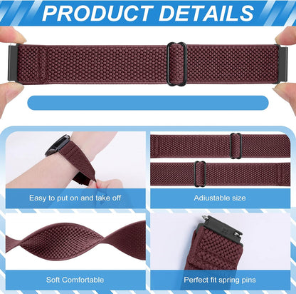 HOTCompatible with 16mm 18mm 19mm 20mm 22mm 24mm Watch Bands Quick Release Replacement Wristband,Adjustable Stretchy Nylon Solo Loop Straps Fabric Braided Sport Elastic Bands for Men Women