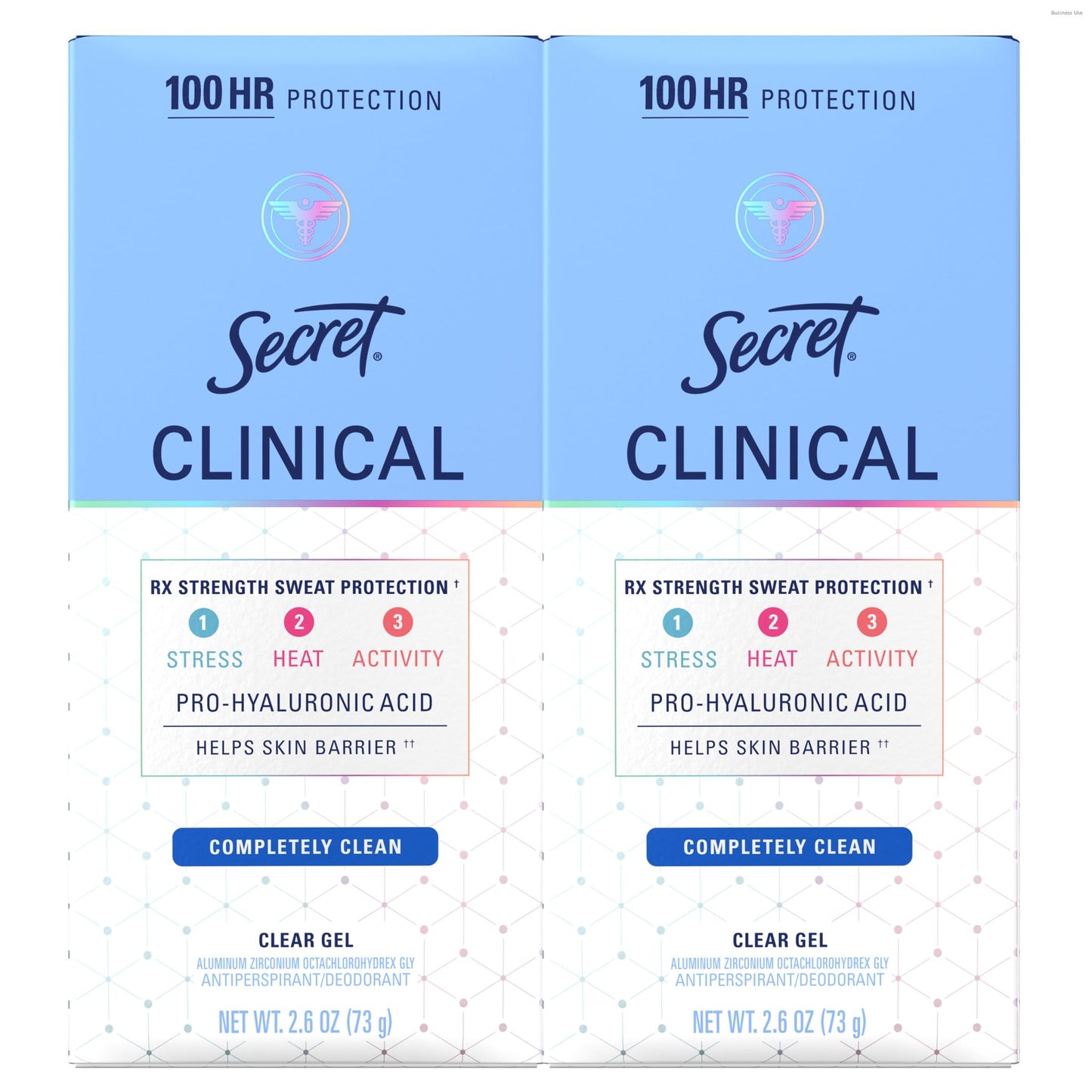 HOTSecret Clinical Strength 100HR Sweat & Odor, Clear Gel Antiperspirant Deodorant for Women, 3X Stress Protection with Hyaluronic Acid, PH Balancing Minerals, Completely Clean Scent, 2.6 oz