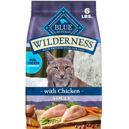 HOTBlue Buffalo Wilderness with Chicken Natural High-Protein Grain-Free Dry Food for Adult Cats, Real Chicken First, Antioxidant-Rich LifeSource Bits Support Immunity, Promotes Strong Muscles, 12 lbs.