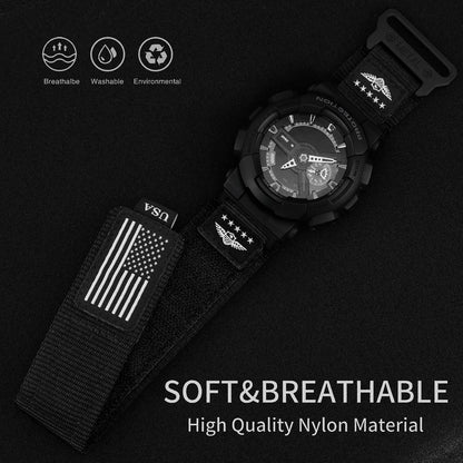 HOTAbanen Sport Strap with Stars-Stripes Flag Nylon Large Size Watch Band for Casio gshock DW-5600/8900 / GA-100/GW-B5600/GB-5600 /GW-6900