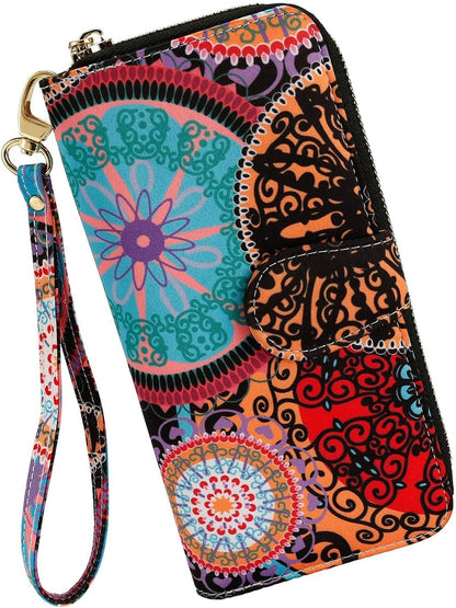HOTWomen Wallet Card RFID For Womens Holder Blocking Credit Small Zipper Purse Pocket Bifold Slim Coin ID Ladies Wristlet Clutch Large Capacity Window Case Travel Zip Women's