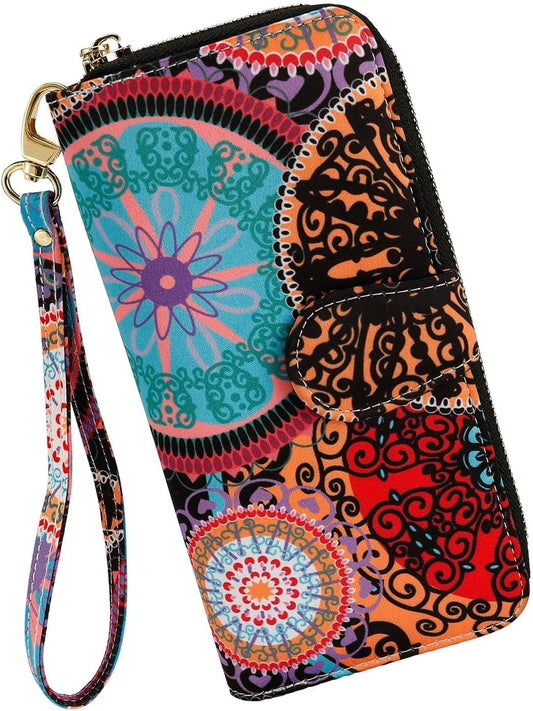 HOTWomen Wallet Card RFID For Womens Holder Blocking Credit Small Zipper Purse Pocket Bifold Slim Coin ID Ladies Wristlet Clutch Large Capacity Window Case Travel Zip Women's