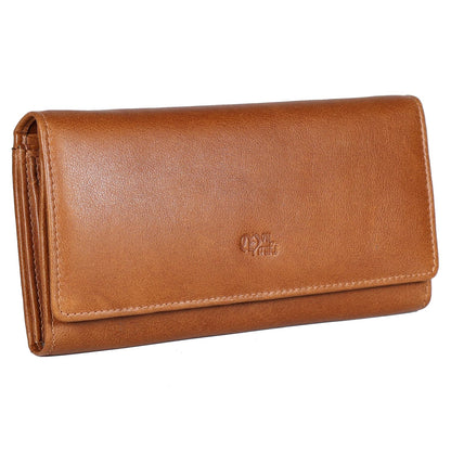 HOTWomen's Top Grain Leather Wallet, RFID Blocking Bifold clutch, 17 Card Slots, Zip Pocket Organizer, Elegant Gift for Women — Birthday, Valentine, Anniversary - TAUPE