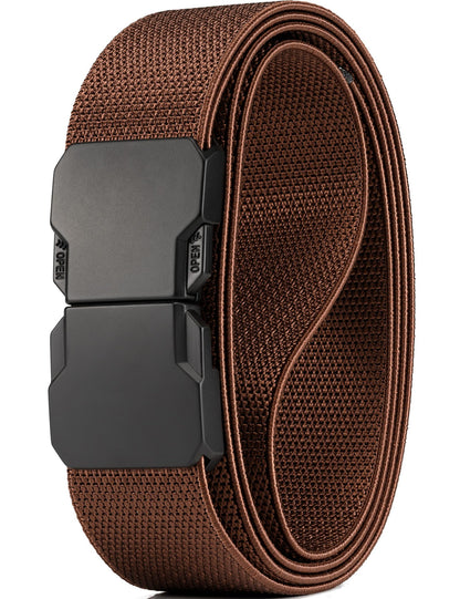HOTGEIT Stretch Nylon Belt,1 3/8" Elastic Belt with Quick Release Buckle | Invisible Web Belt for Hiking Casual Tactical