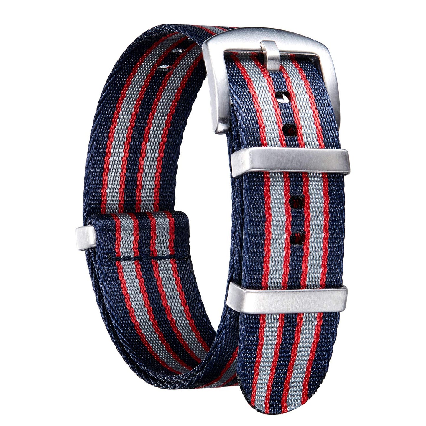 HOTBINLUN Nylon Watch Band 18mm,20mm,22mm,24mm Rugged Military Replacement Watch Straps Silver&Black Stainless Buckle Heavy-Duty Wristband For Traditional Men Women Watches