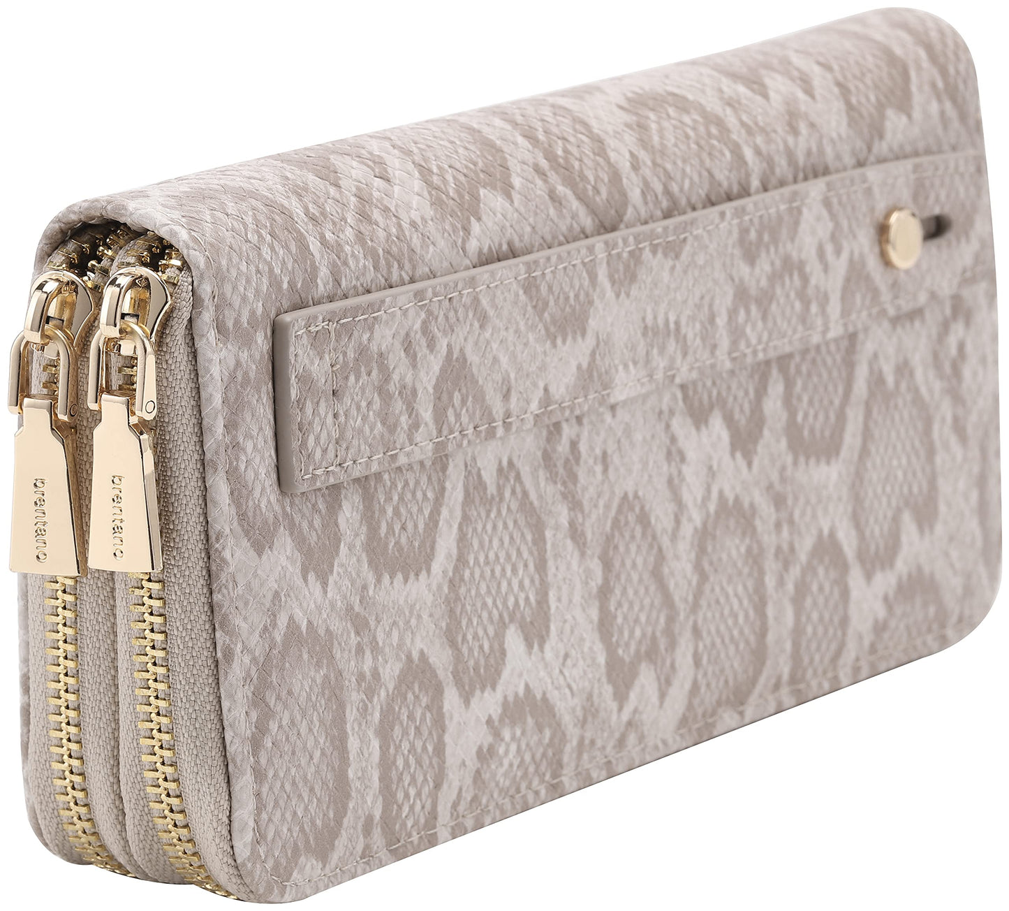 HOTB BRENTANO Vegan Leather Double Zipper Pocket Wallet with Grip Hand Strap (BLUE GLITTER)