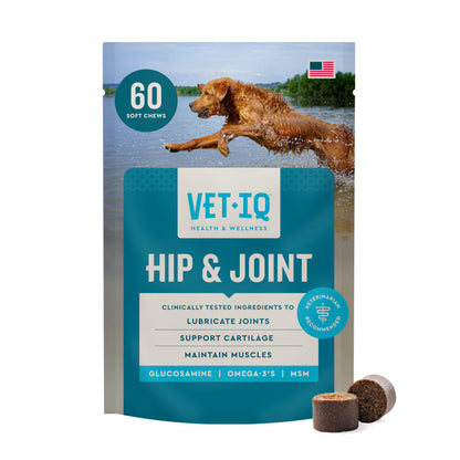 HOTVetIQ Glucosamine Hip & Joint Supplement for Dogs, 180 Soft Chews, Joint Support Supplement with MSM and Krill, Dog Health Supplies Large & Small Breed, Chicken Flavored Chewables | Supports mobility for large & small breeds; glucosamine, MSM & krill o