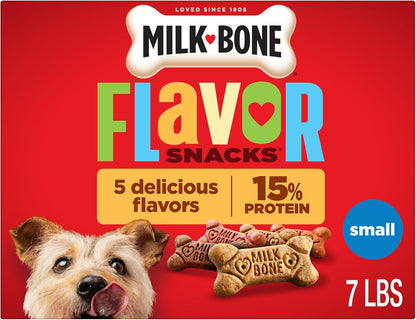 HOTMilk-Bone Flavor Snacks Small Dog Biscuits, Flavored Crunchy Dog Treats, 7 Pound Box | 5 meaty flavors with other natural flavors, crunchy small dog treats, 15% protein, 12 vitamins & minerals, made in the USA