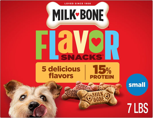 HOTMilk-Bone Flavor Snacks Small Dog Biscuits, Flavored Crunchy Dog Treats, 7 Pound Box | 5 meaty flavors with other natural flavors, crunchy small dog treats, 15% protein, 12 vitamins & minerals, made in the USA