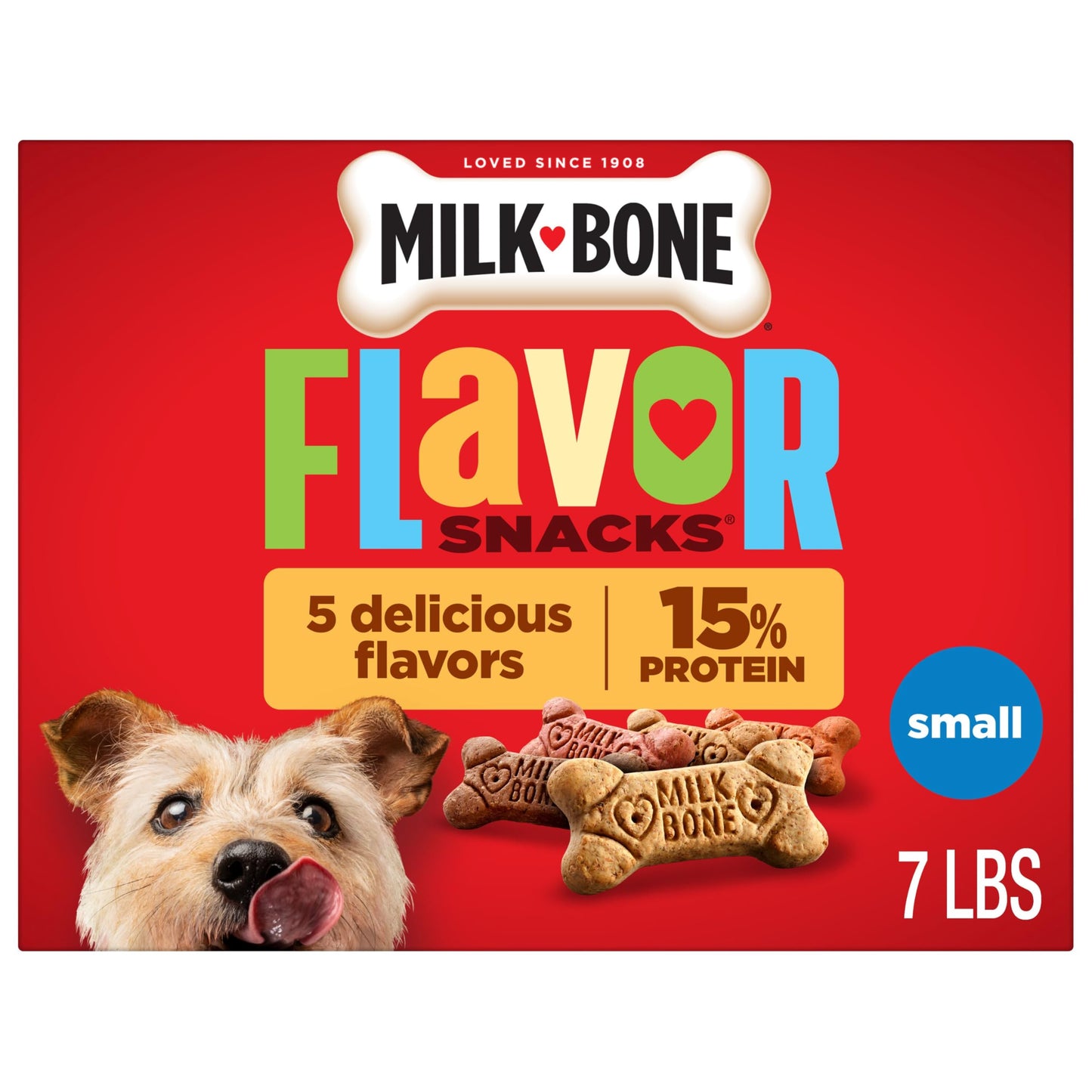 HOTMilk-Bone Flavor Snacks Mini’s Dog Biscuits, Flavored Crunchy Dog Treats, 36 Oz. Canister | 5 calories per treat, 15% protein, 3 flavors per canister (beef, chicken & bacon, naturally & artificially flavored)