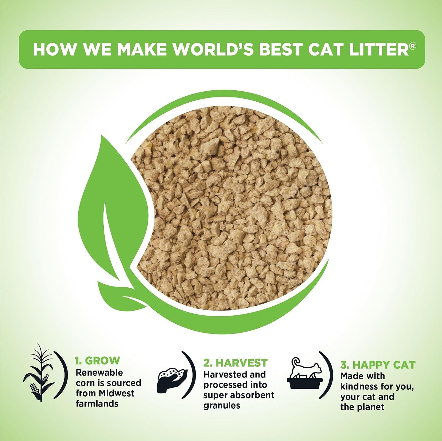 HOTWorld's Best Cat Litter, Comfort Care, Unscented, Odor Control, 15 lb Bag | Gentle odor control for sensitive cats and lasts 2x longer; natural corn litter, quick clumping, flushable, 99% dust free